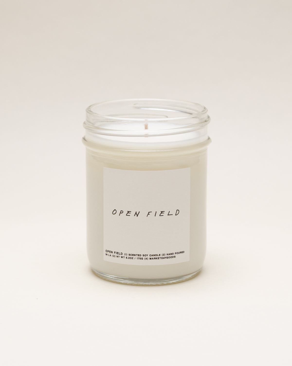 open field hand-poured soy candle by marketdaygoods