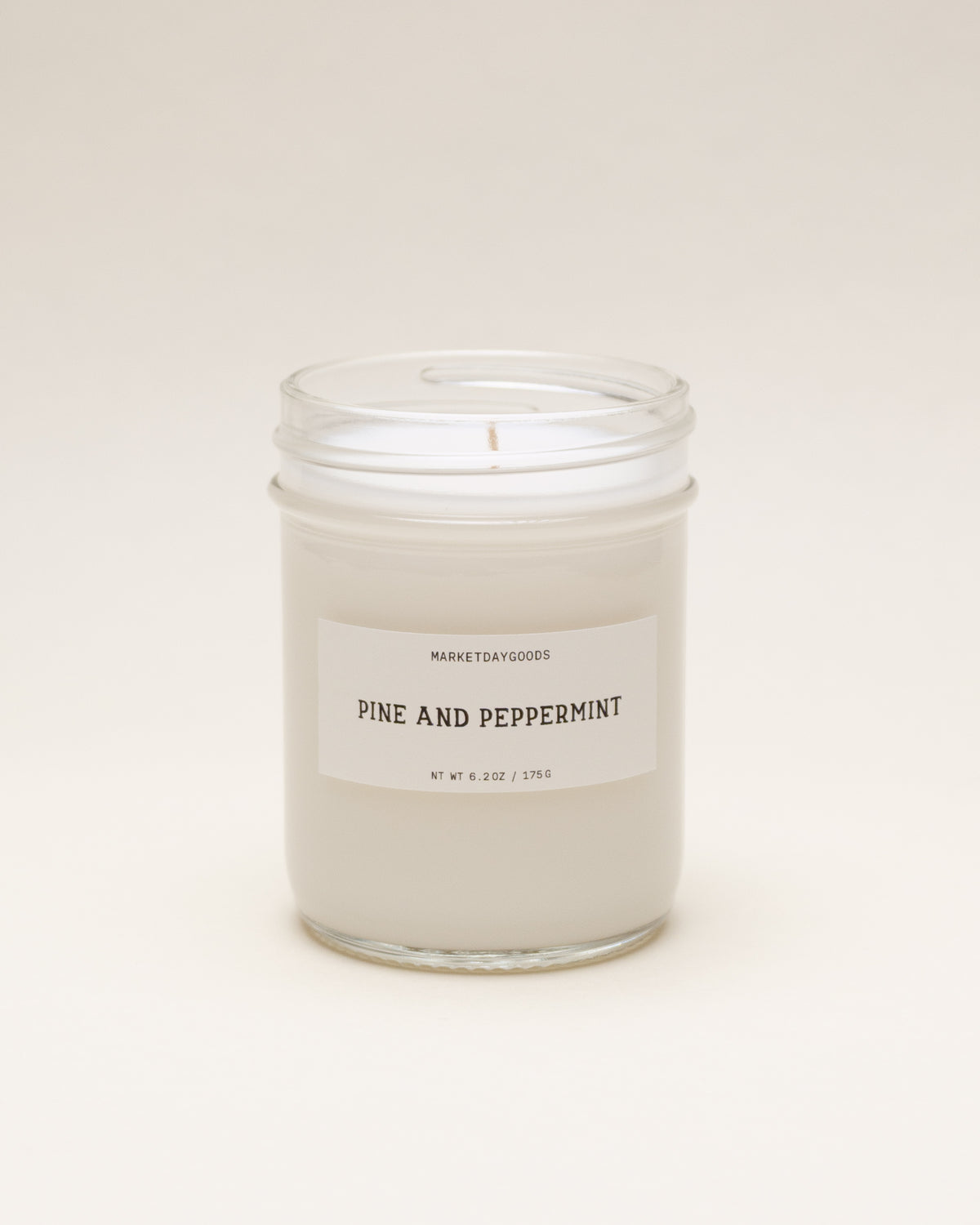 pine and peppermint hand-poured soy candle by marketdaygoods