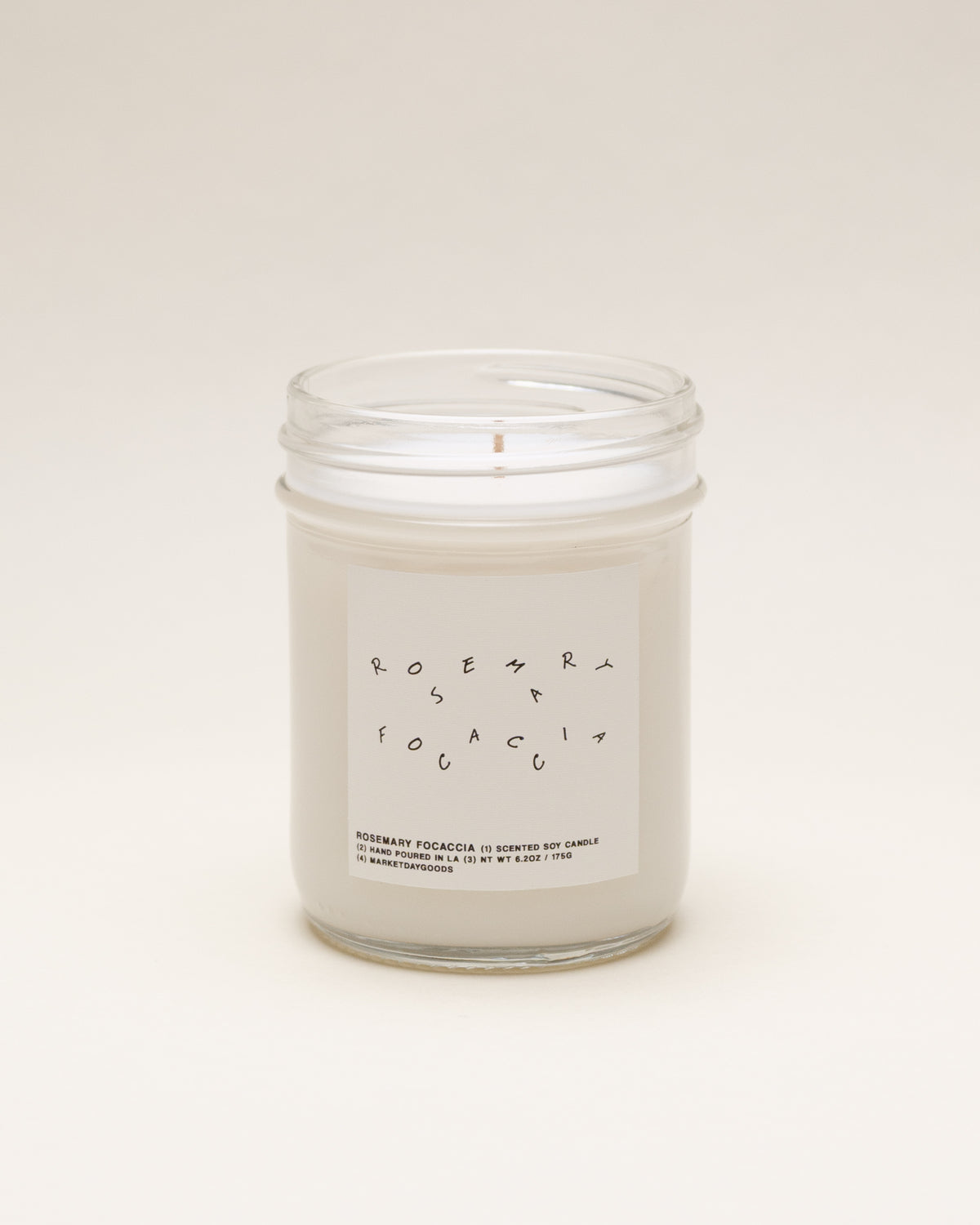rosemary focaccia hand-poured soy candle by marketdaygoods